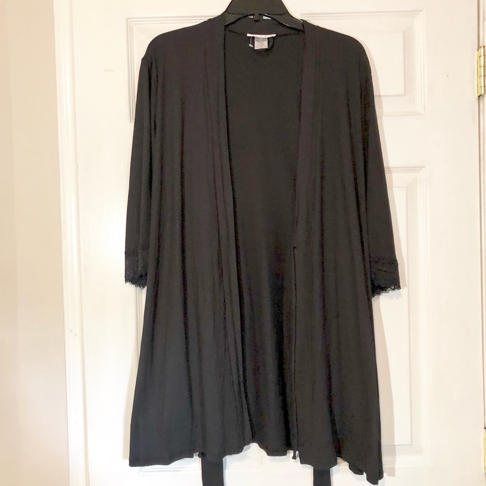 Linea Donatella Black Lace Trim Robe - Robe Only